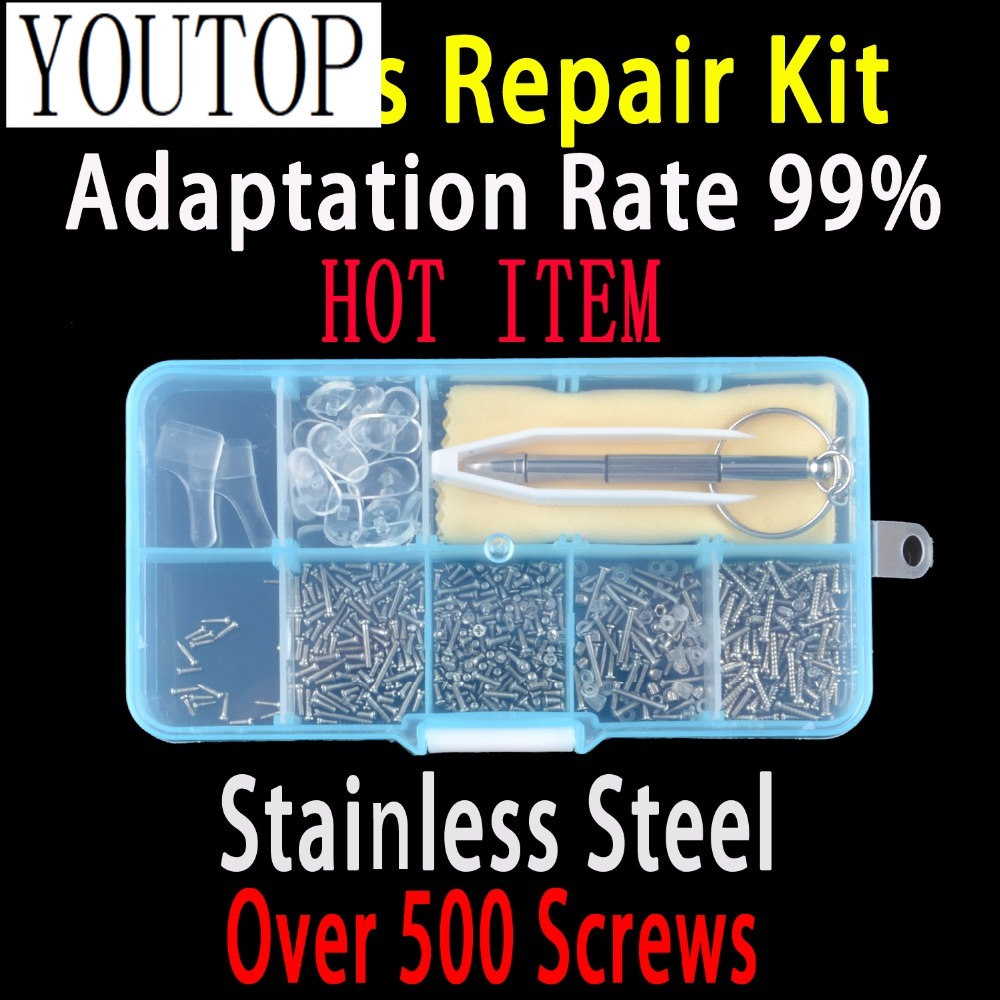 Watch Tool Repair Kit - 500-brilreparatieset Gereedschapsset zonnebrilschroeven Micro-neuspads Schroevendraaier Oorgrepen