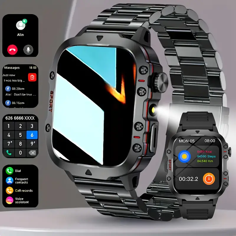 Smartwatch Watches Wallpaper - Smartwatch met LED-licht, draadloos bellen/wijzerplaat, multisportmodi,