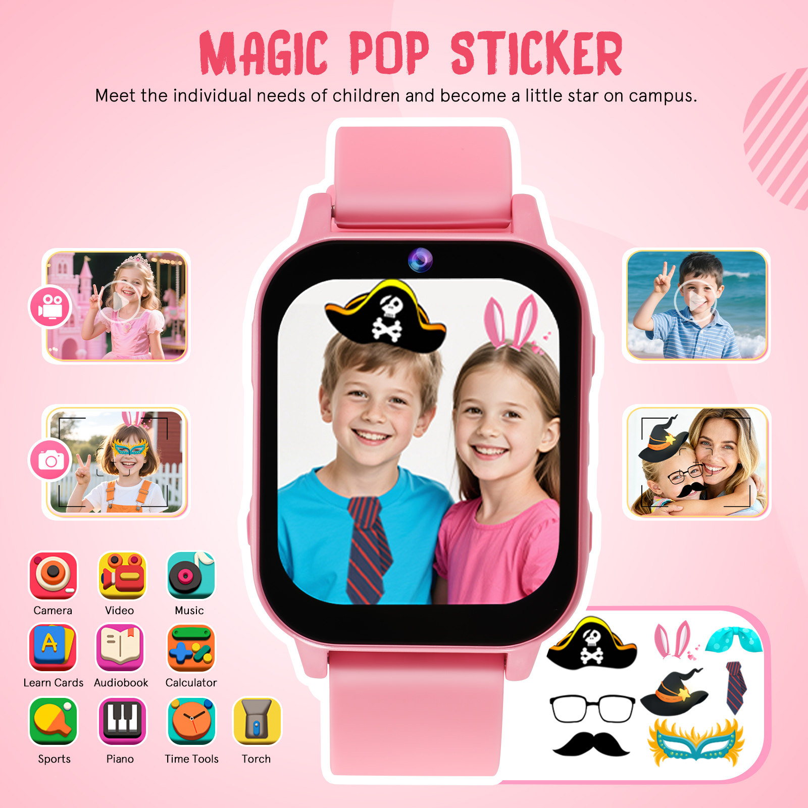 Roze smartwatch voor kinderen  - Smartwatch Watches For Kids recensie en prijs